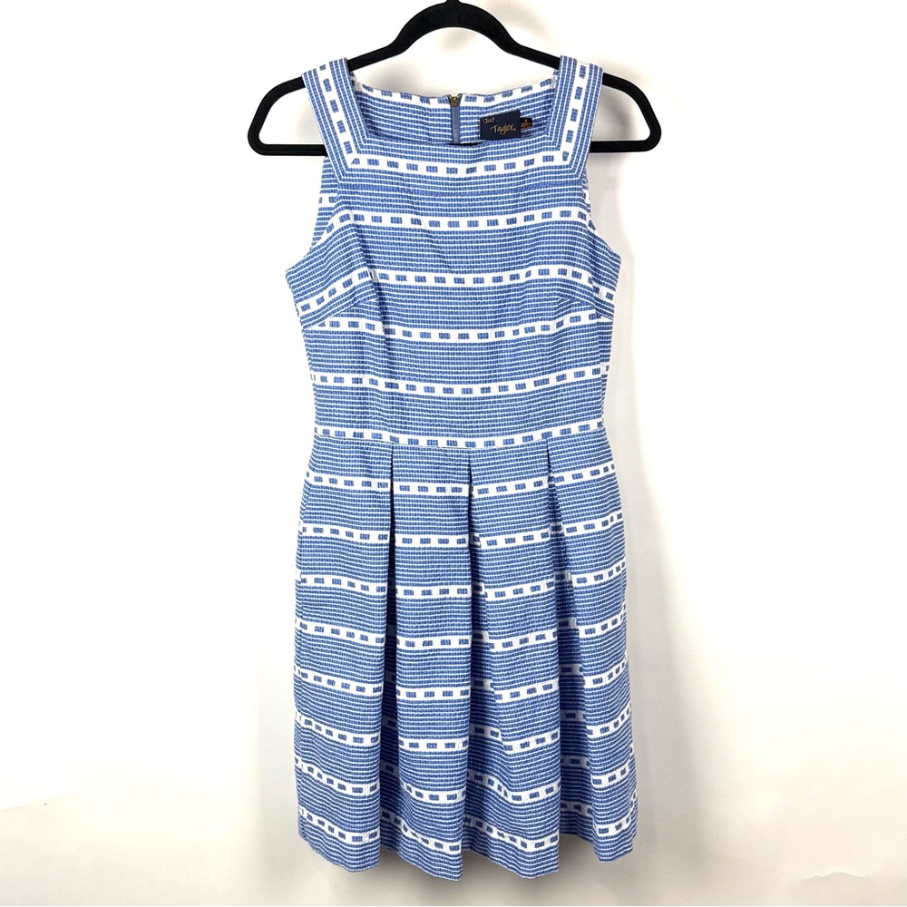 Just...Taylor Blue and White Sleeveless Square Neck Midi Dress